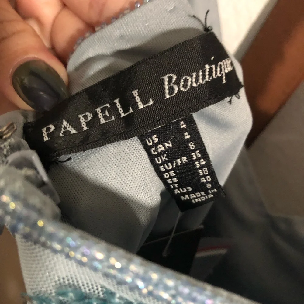 Papell Boutique Light Blue Embroidered Midi Dress - Picture 2 of 7